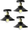 Heilmetz Deckenlampe Schwarz, Lampenschirm Metall, E27, Vintage Retro Deckenleuchte für Flur Wohnzimmer Schlafzimmer Küche, Industrial Lampe Decke, 3 Stücke