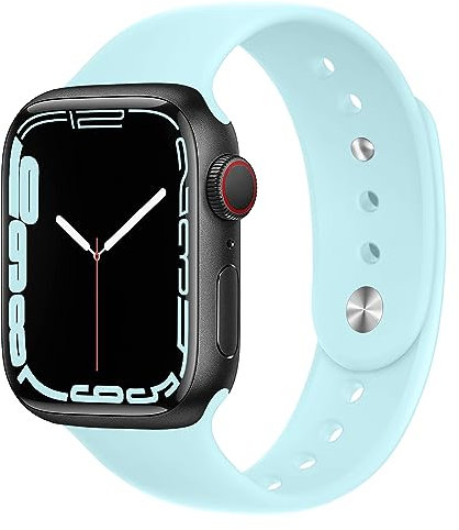 Cinturino Sportivo in Silicone Traspirante per Cinturino Apple Watch 38mm 40mm 41mm, Cinturini Elastico per iWatch Series 8 7 6 5 4 3 2 1 SE Ultra (Brevettato), Azzurro