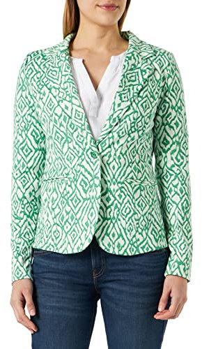 ICHI IHKATE PRINT BL14 Damen Blazer Kurzblazer Jacke gemusterter Ein-Knopf-Blazer mit Stretch und Reverskragen, Größe:2XL, Farbe:Greenbriar Ikat Print (201904)