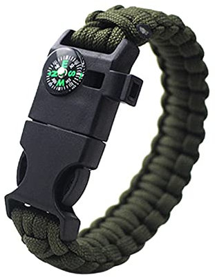 Überlebensarmband, Multifunktionales 5-in-1-Überlebens-Armband mit Feuerstein, Überlebens-Armband mit Paracord, Kompass, Überlebensausrüstung und Schwimmpfeife, 23 centimeters, Stein