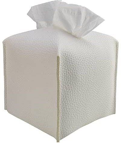 Ulife Mall Porta Fazzoletti, Scatola per Fazzoletti in Pelle PU Quadrata Scatola Porta Salviette in Design Moderno Portafazzoletti in Stile Semplice Ideale per Bagno Salotto Hotel (Bianco)