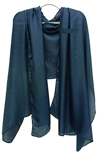GFM® Seidiger Satin-Chiffon-Abendschal für Hochzeit, Brautjungfern, Hijab (SLK2), Slk2-vghnl-dark navy, 42