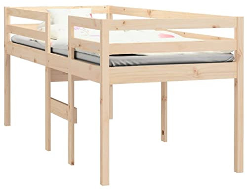 vidaXL Solid Pinewood High Sleeper Bed – Durable Highbed Frame with Protective Guardrails and Inbuilt Ladder – Sleek, Modern Design – Perfect for Small Spaces – Spacious Underneath for Storage/Pl...