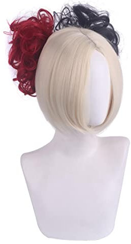 Movie Role Play Wig Suicide 2 Squad Harley Cosplay Quinn Black Red Yellow Mix Color Wig Halloween Cos Props