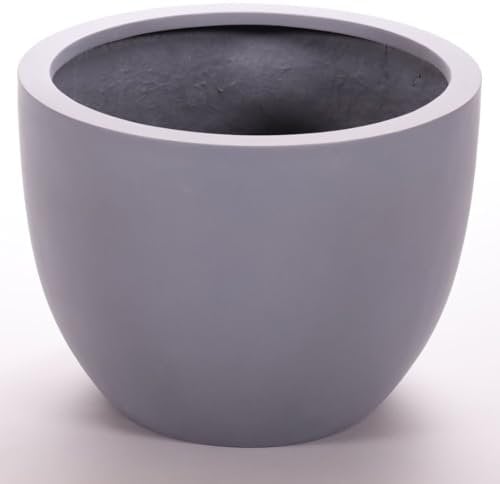 Eleganteinrichten Pflanzkübel; Blumenkübel; Pflanztopf; Blumentopf; Fiberglas, rund konisch D30xH23,5cm grau.