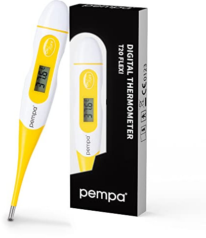 PEMPA Digitales Fieberthermometer Rektal Oral Achsel Thermometer Wasserdichte Thermometer mit Flexible Spitze | Genaue Und Schnelle Ablesungen