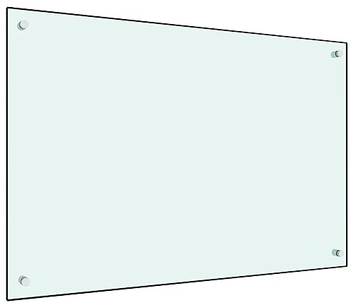 SKM Crédence de cuisine blanche 90 x 60 cm en verre trempé, poids : 9,03 kg, 249459