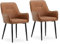 CLIPOP Esszimmerstühle 2er Set Kunstleder Gepolstert Küchenstuhl mit Armlehne,Sessel Esszimmerstuhl Loungesessel Wohnzimmer Empfangstühle für Esszimmer Küche,Braun