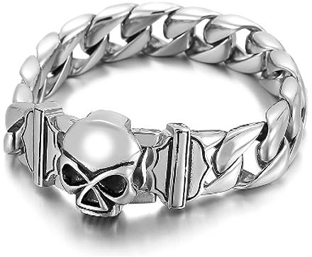 BISONBLUE Armbänder Herren Armband Geschenk Armreif Punk-Rock-Schädel-Armband Für Herren, Skelett-Mann-Armbänder, Biker