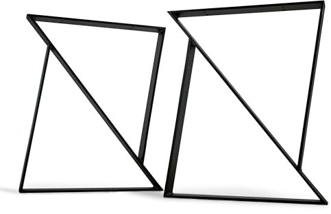 modernLOFTart Pied de Table Noir M 100x10 mm - Pied de Table Metal en Acier Plat Sablé et Revêtu par Poudre - Cadre de Table Largeur 80cm, Hauteur 72cm - Loft Industriel Pieds de Table