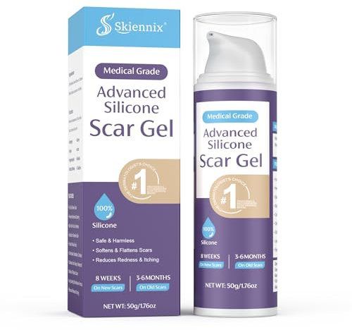 Skiennix Silicone Scar Gel 50g, Scar Treatment for Surgical Scars, Burns, Injury, Keloids, Stretch Marks, C-Section, Effective for Both Old and New Scars