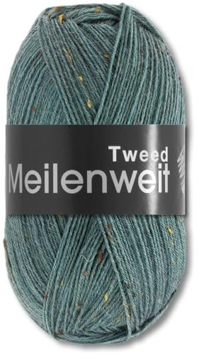 Frida's Wollhaus Lana Grossa 100 g Meilenweit 100 Tweed Sockenwolle Stricken Garn 20 Farben (166 | Graugrün)