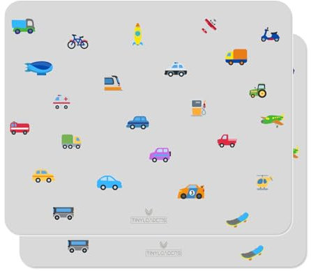TINYLOADERS 2xSET Platzdeckchen, Platzmatte, Tischset, Placemat, Unterlage in vielen Farben und Motiven, frei von BPA, 43 cm x 34 cm, Vehicles