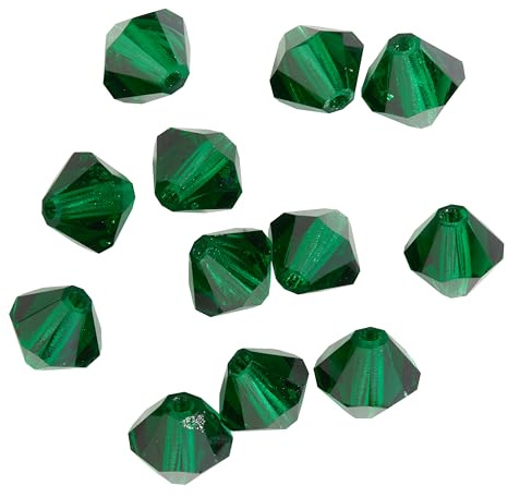 PRACHT Glasschliffglitzerperlen 6 mm 12 Stk Glasperlen für Schmuckherstellung Ganzjährig geeignet Emerald