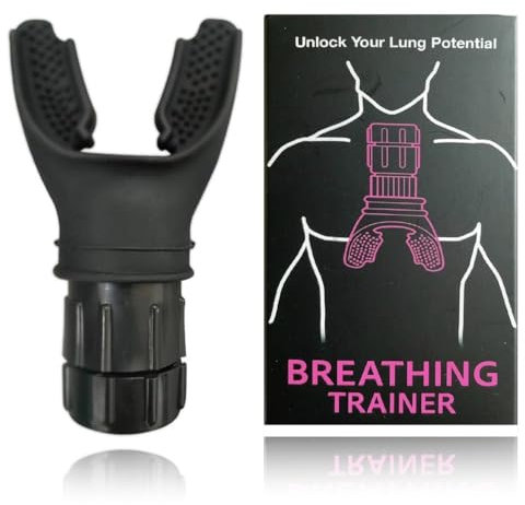 Cozeasy Breathing Trainer, Portable Respiratory Muscle Trainer with Adjustable Resistance, Compact Lung Exercise Device, Detachable for Easy Cleaning - Black