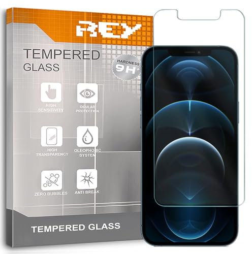 REY 2X Protector Pantalla para iPhone 12 Pro MAX 6.7, Cristal Vidrio Templado Premium