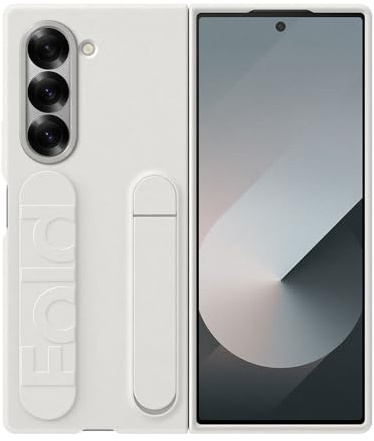Samsung Silicone Case EF-MF956 für das Galaxy Z Fold6 | Smartphone Cover, Handy-Hülle inklusive Fingerhalter, Silikon, Schutz Case, stoßfest, dünn und griffig, White