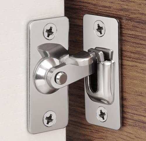 Litensh Loquet de verrouillage de porte coulissante à 90 degrés, en acier inoxydable à angle droit, boucle de courbure pour porte coulissante de grange, fenêtre de 60 mm