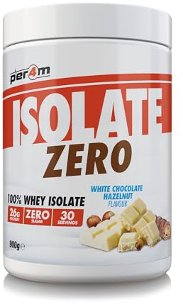 Per4m Isolate Zero, hochreines Proteinisolat, maximaler Proteingehalt bei minimalem Fett & Zucker, laktosereduziert & gut verträglich, täglich als Softgel – Weiße-Schokolade-Haselnuss – 900g