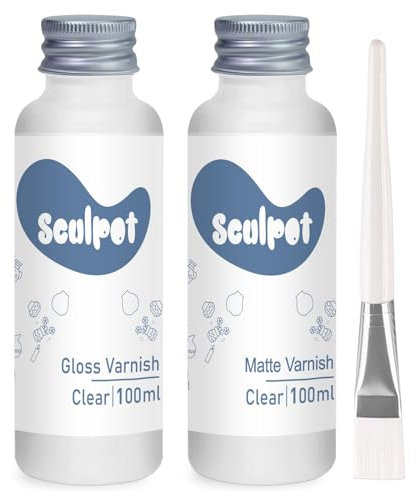 Kit de Barniz Arcilla Secado al Aire, 2 x 100 ml de Sellador de Barniz Arcilla Ceramica Mate Brillante, Impermeable, Acabado de Alto Brillo, Resistente a Rayones, para Cerámica Artesanal