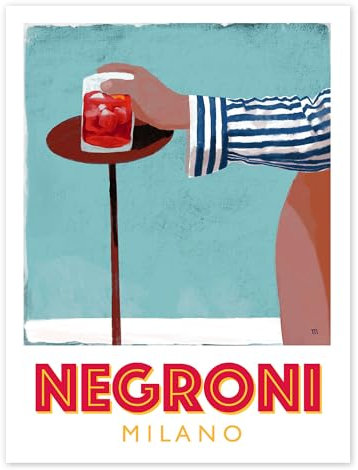 Negroni Milano Poster von Marco Marella 100 x 130 cm Blau Wandbilder Wanddeko
