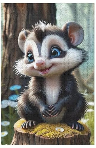 Stinktier Holzpuzzle 1000 Teile Klassische Puzzles Erwachsene Kinder Puzzle DIY Kit Holzspielzeug Einzigartiges Geschenk Moderne Wohnkultur （78×53cm）