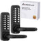 ANNFUZ Mechanical Keyless Entry Door Lock with Keypad, Double-Sided Keypad Door Lever, Combination Front Door Lock Handle Set, for Gate Outdoor Fences,Garden,No Battery Needed (Matte Black)