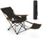 COSTWAY Chaise de Camping Pliante avec Repose-Pieds, Chaise de Pêche Inclinable avec Dossier Réglable sur 2 Positions, Chaise de Directeur avec Sac Isotherme et Porte-Gobelet, Charge 150 KG, Noir