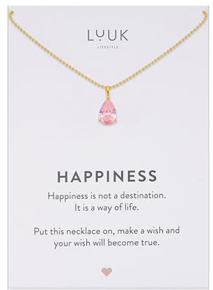 LUUK LIFESTYLE Collier en argent sterling fin avec pendentif basique solitaire en cristal, pierre de zircon, idée cadeau pour femme, collier pierre de naissance, rose & or