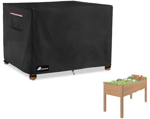 Alickwang Raised Garden Bed Cover - Heavy Duty 600D Waterproof Elevated Wood Planter Box Stand for Winter, 48 x 24 x 30 Inch (Black, Cover Only)