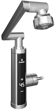 Electric Hot Water Tap for Bathroom, Instant Hot Water Heated Tap for Kitchen, Stainless Steel Water Heater Tap Supply Hot and Cold Water Faucet with Digital Display (Mechanical Spout)