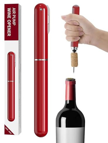 TPZORJX Abridor de vino a presión de aire 2 en 1 con cortador de papel de aluminio, abridor de botellas, sacacorchos con bomba de aire portátil, el mejor regalo para los amantes del vino,rojo