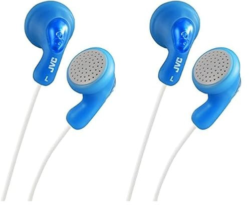 JVC Gumy HA-F14-AN-U In-Ear Earphones - Optimal Comfort with Soft Rubber Body - Powerful Reproduction - Choice of Bright Colours (Pack of 2)