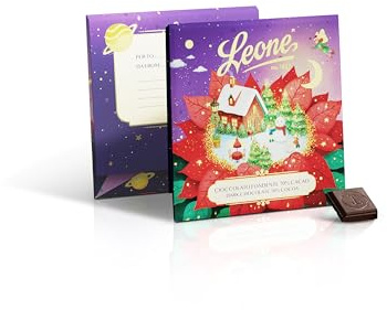 Leone 1857 - Carte de Vœux Chocolat Noir - Tablette 70% Cacao - Végan et Sans Gluten - Set de 2 Tablettes (2 x 70g) - Écrins Doux Enchantés - Idées Cadeaux Noël