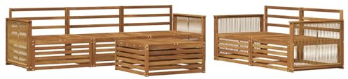 vidaXL Outdoor-Sofagarnitur 6 pcs Natur Massivholz Akazie, Gartenlounge, modernes Ecksofa, Outdoor-Sitzgelegenheit, Terrassenmöbel, gemütliches Set