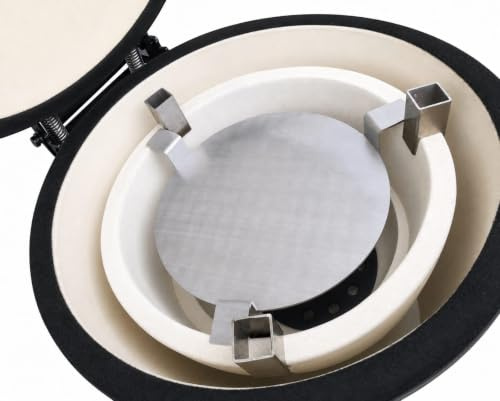 Steel Smokin Midi Kamado Heat Deflector and 3 x Grill Raisers for Lidl Medium Kamado, 4 Piece Set, Stainless Steel, Dishwasher Safe