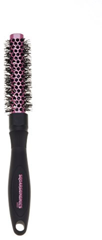 Denman Rund-Haar-Bürste Squargonomics, für schnelles/schonendes Föhnen/Glätten kurzer Haare, gewellte Nylonborsten, Durchmesser 20 mm, silber