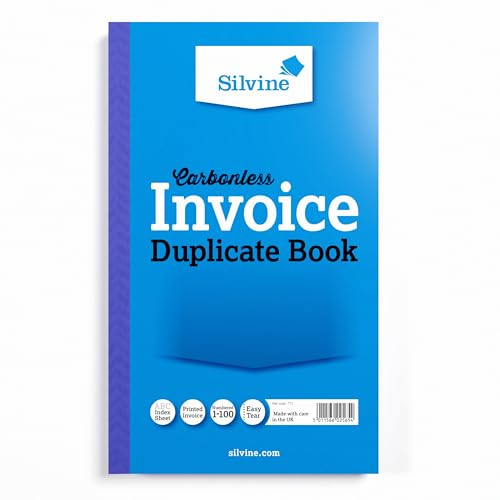 Silvine Carbonless Duplicate Invoice Book - Numbered 1-100 with index sheet (210 x 127mm)