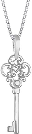 Elli Halskette Damen mit Anhänger Ornament Schlüssel in 925 Sterling Silber 45 cm lang
