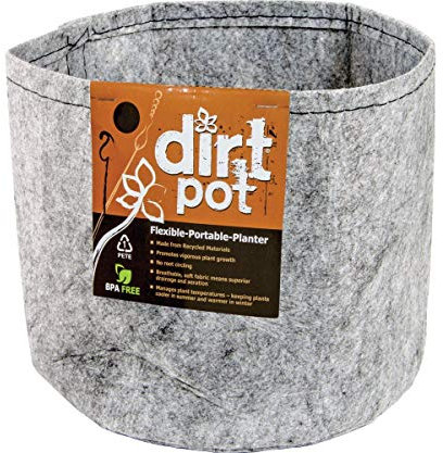Hydrofarm Dirt Pot Pot de Fleurs Flexible et Portable en Tissu, Gris, 18 litres