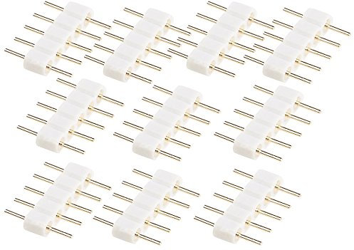 Luminea Zubehör zu LED-Schlauch RGBW: 10er-Set Verbindungs-Stecker für RGBW-LED-Streifen der Serie LAX (RGB-LED-Set, Smart-LED-Streifen, Adapter, Bluetooth)