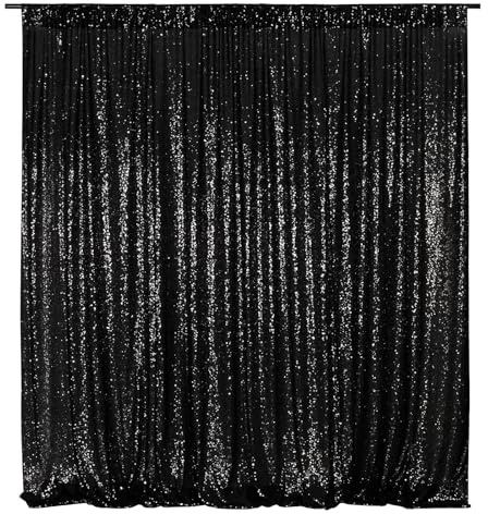 3E Home Black Sequin Backdrop,152x183cm(5Ftx6Ft) Glitter Photo Booth Background for Halloween Birthday Wedding Baby Shower Party Decoration