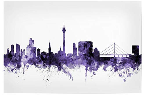 artboxONE Poster 30x20 cm Städte Düsseldorf Germany Skyline Violet - Bild düsseldorf City Skyline Cityscape
