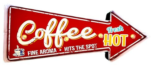 DiiliHiiri Retro-Schild Leuchtendes Kaffee-Schild Vintage-Stil Metallschild Dekoration für Zuhause Wanddekoration Küche Haus Cafe