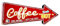 DiiliHiiri Cartel Retro Luminoso Café Cafeteria Vintage Letrero Metálico Artesania Accesorios Decoración Hogar (Coffee Arrow Red)