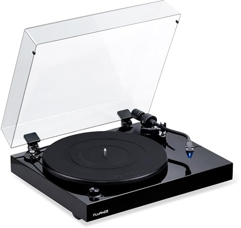 Fluance RT84 Reference High Fidelity Vinyl Turntable Record Player with Ortofon 2M Blue Cartridge, Speed Control Motor, High Mass MDF Wood Plinth, Vibration Isolation Feet - Piano Black