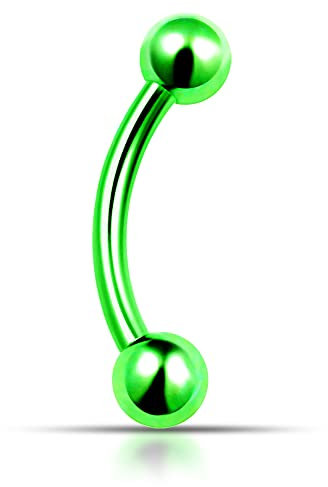 Monster Piercing Bunte gr?ne Neon eloxiert 16 Gauge - 8MM L?nge Banane mit Kugel Augenbraue Piercing Schmuck