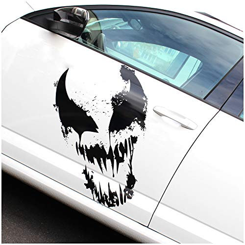Skull Alien Monster Aufkleber Sticker Auto Boot Motorrad Caravan Dekor KX040 (Gold Metallic, 70x45cm)