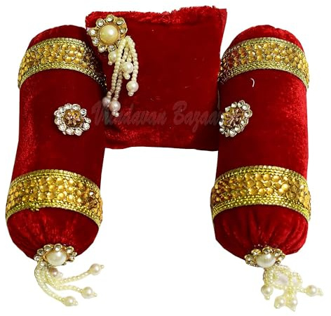 VRINDAVANBAZAAR.COM Weiches und dekoratives Kissen mit 2 Kissen, rot, S