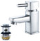 NewEast Basin Taps with pop up Waste,Mono Square Single Lever Chrome Bathroom Sink Mixer Tap for Washroom&Cloakroom